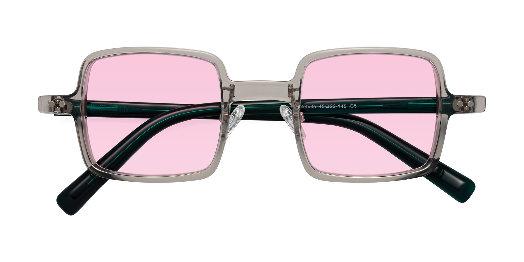 Folded Front of Nebula in Clear Gray with Light Pink Tinted Lenses