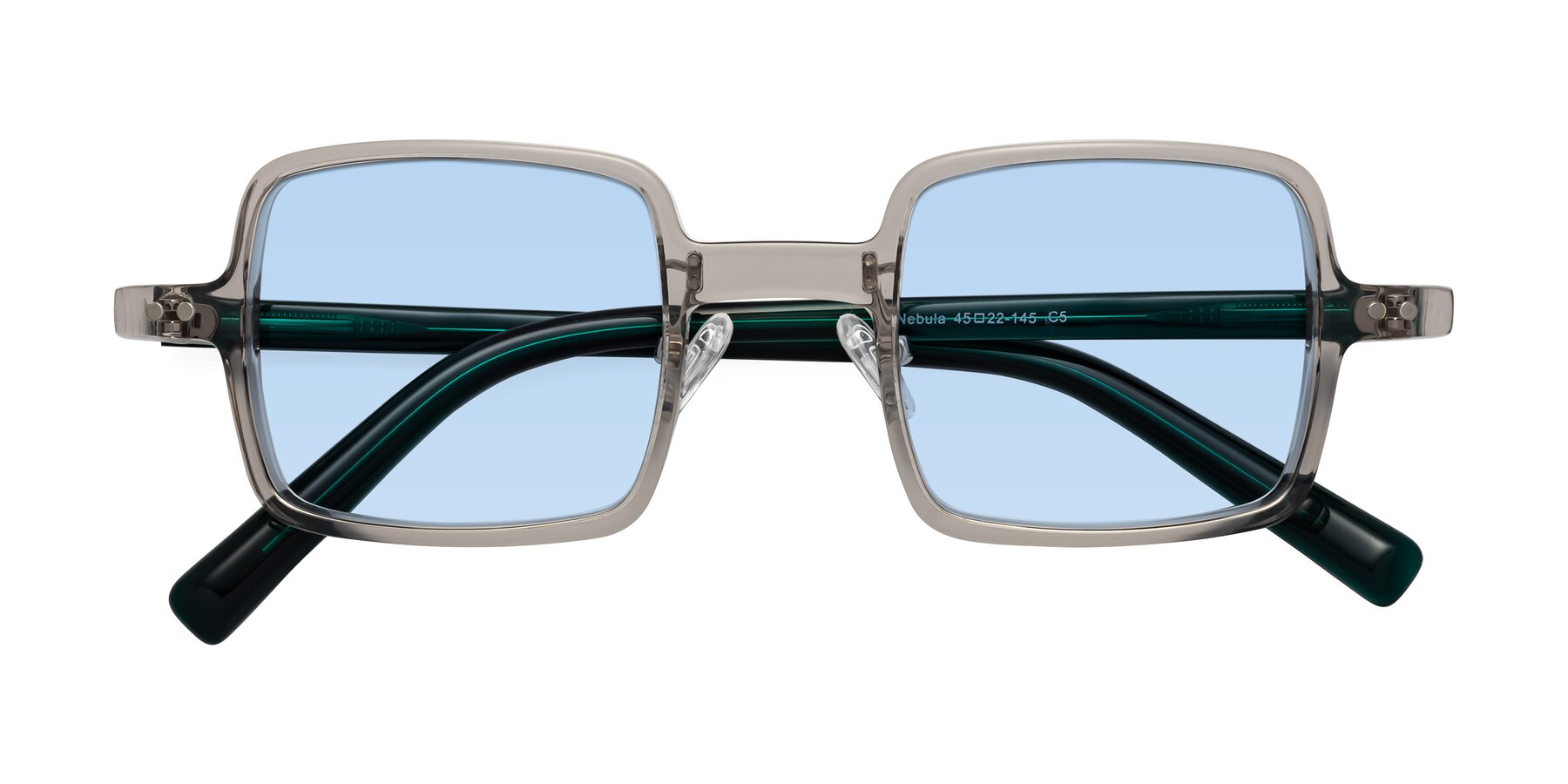 Folded Front of Nebula in Clear Gray with Light Blue Tinted Lenses