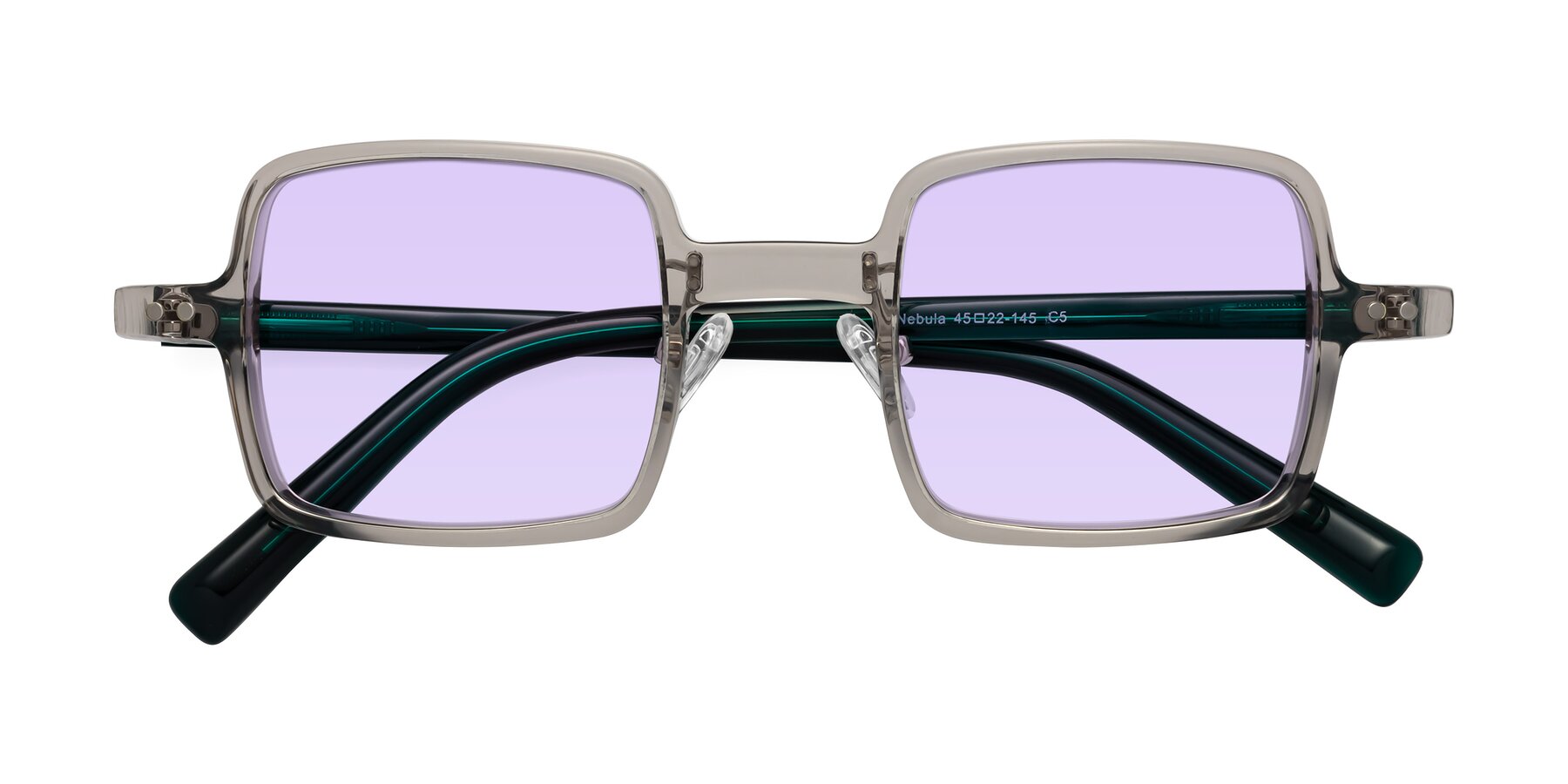 Folded Front of Nebula in Clear Gray with Light Purple Tinted Lenses