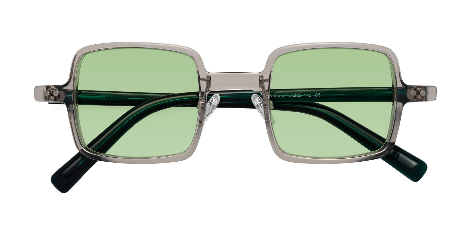 Folded Front of Nebula in Clear Gray with Medium Green Tinted Lenses