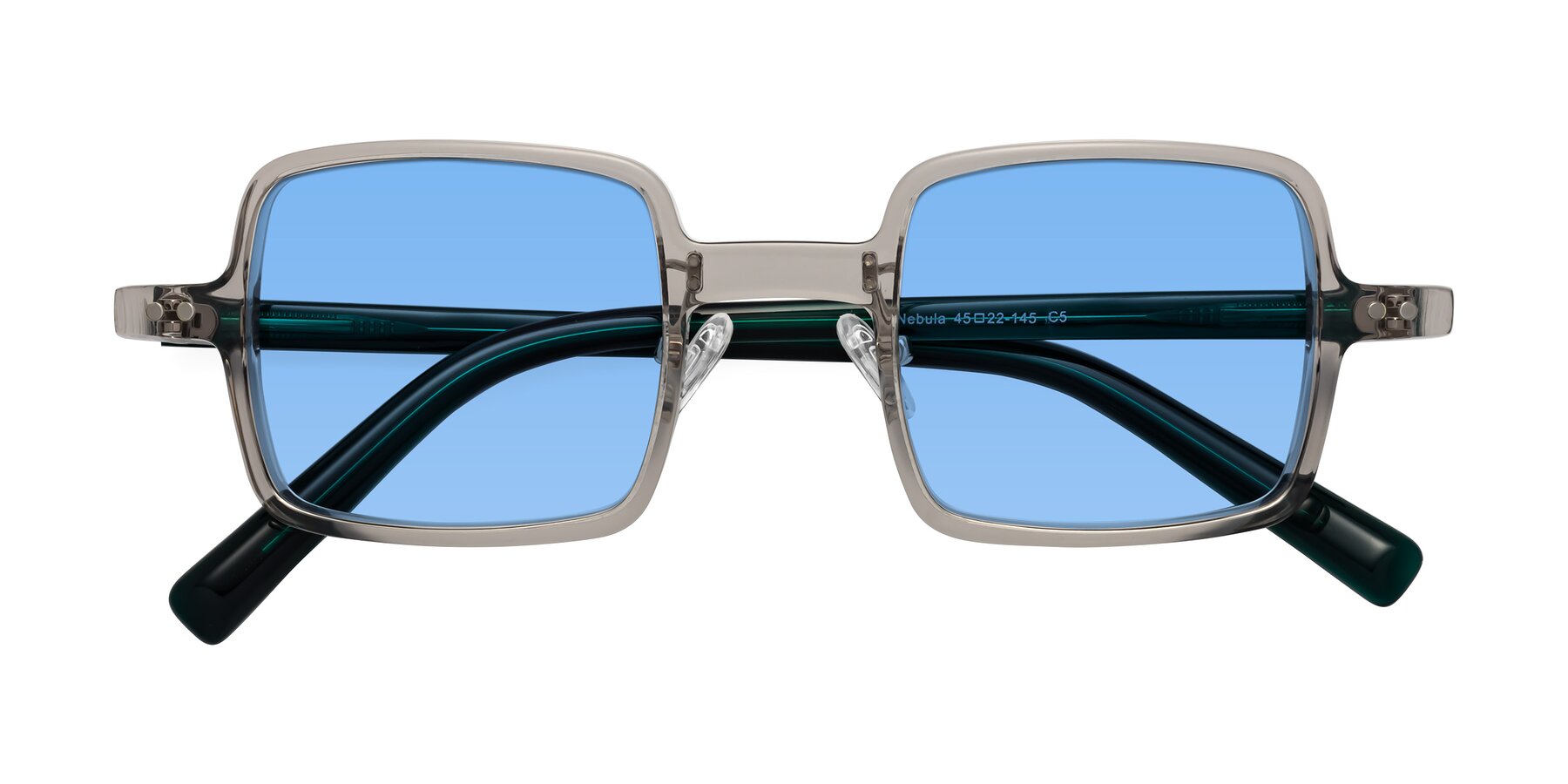 Folded Front of Nebula in Clear Gray with Medium Blue Tinted Lenses