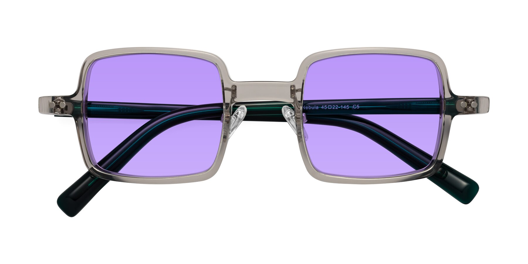 Folded Front of Nebula in Clear Gray with Medium Purple Tinted Lenses