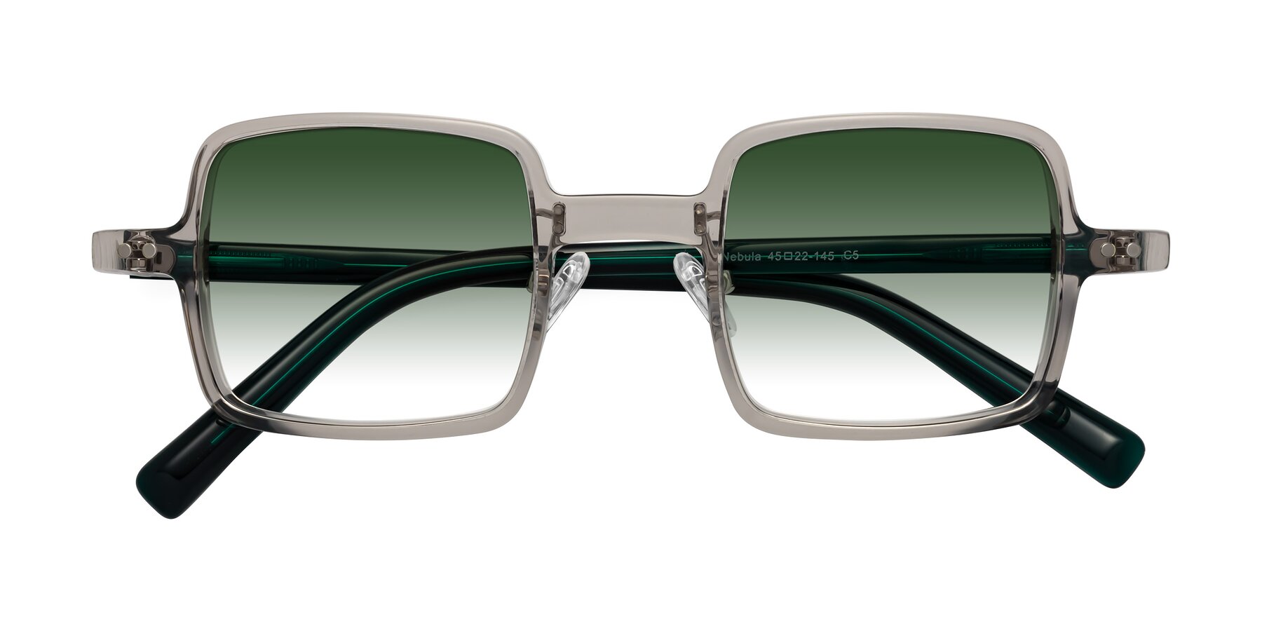 Folded Front of Nebula in Clear Gray with Green Gradient Lenses