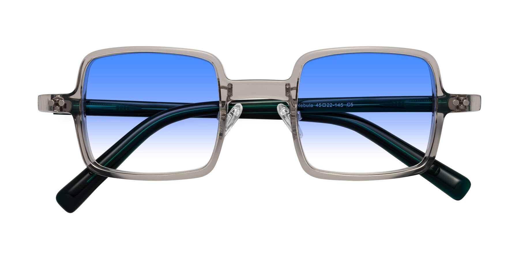 Folded Front of Nebula in Clear Gray with Blue Gradient Lenses