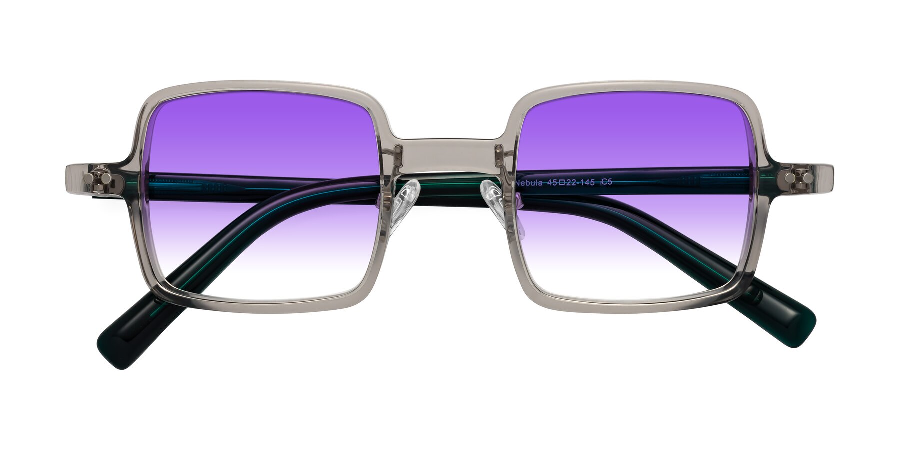 Folded Front of Nebula in Clear Gray with Purple Gradient Lenses