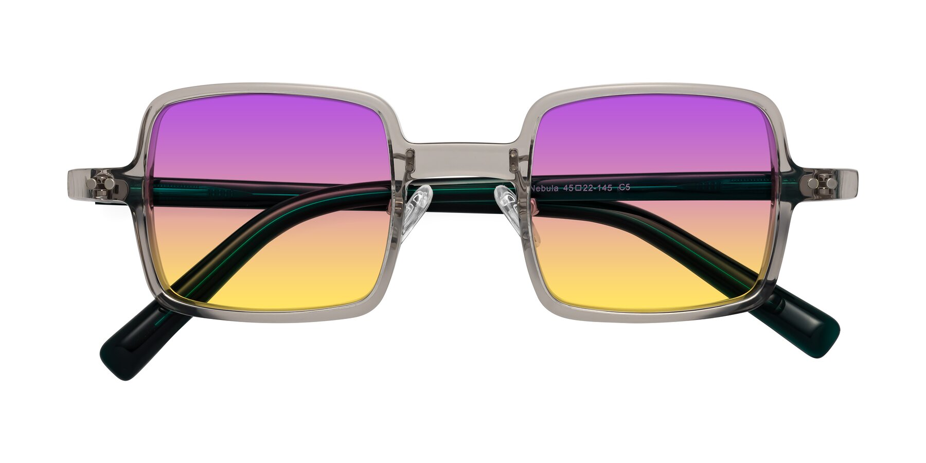 Folded Front of Nebula in Clear Gray with Purple / Yellow Gradient Lenses