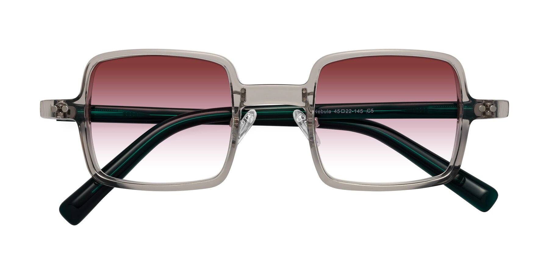 Folded Front of Nebula in Clear Gray with Garnet Gradient Lenses