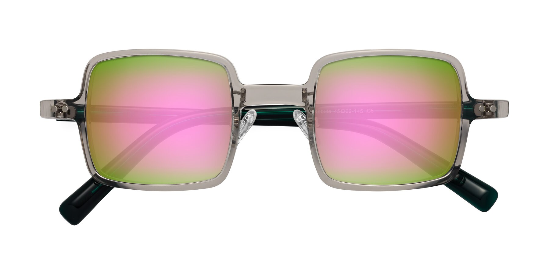 Folded Front of Nebula in Clear Gray with Pink Mirrored Lenses