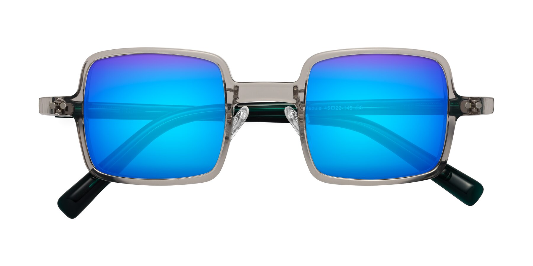 Folded Front of Nebula in Clear Gray with Blue Mirrored Lenses