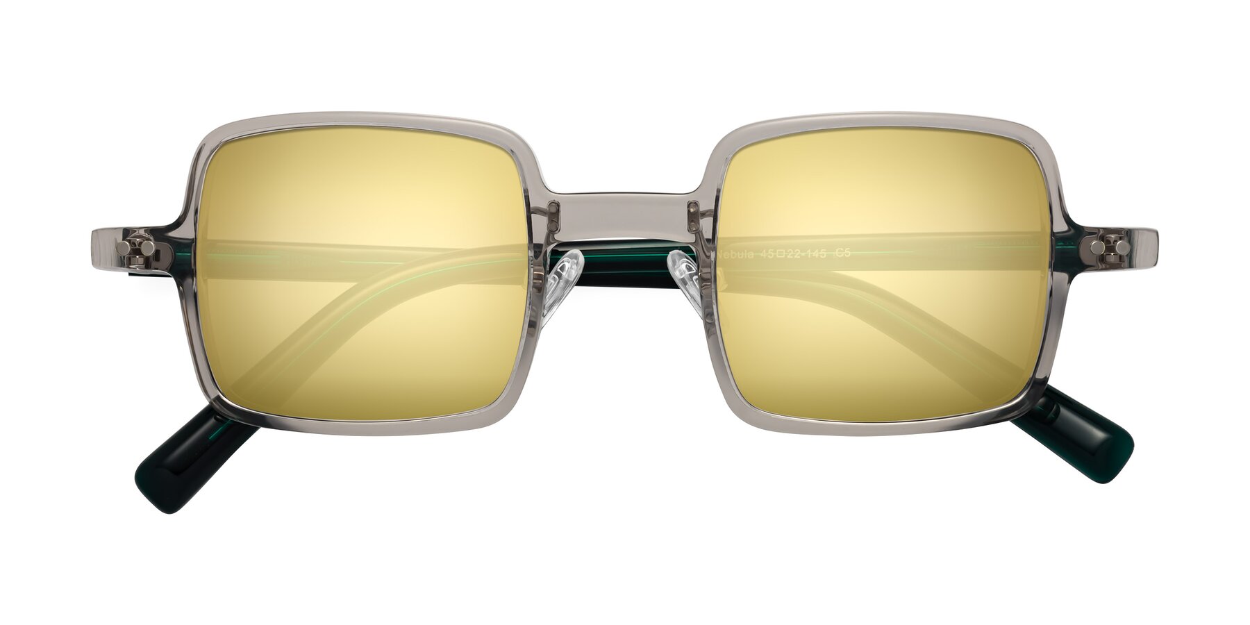 Folded Front of Nebula in Clear Gray with Gold Mirrored Lenses