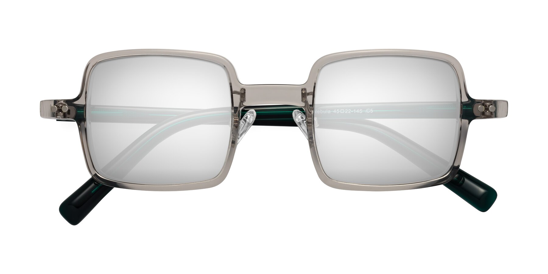 Folded Front of Nebula in Clear Gray with Silver Mirrored Lenses