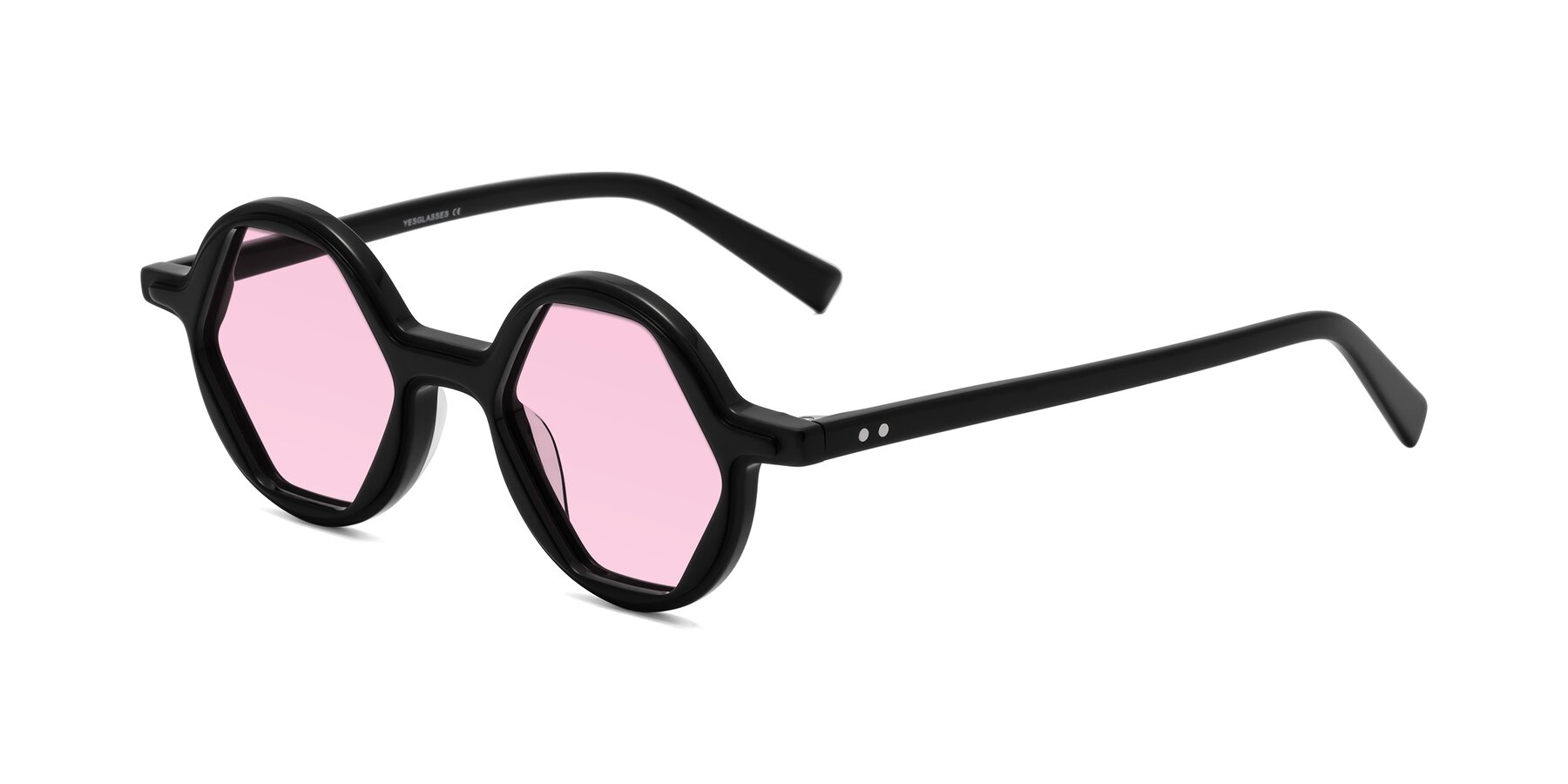 Angle of Alien in Black with Light Pink Tinted Lenses