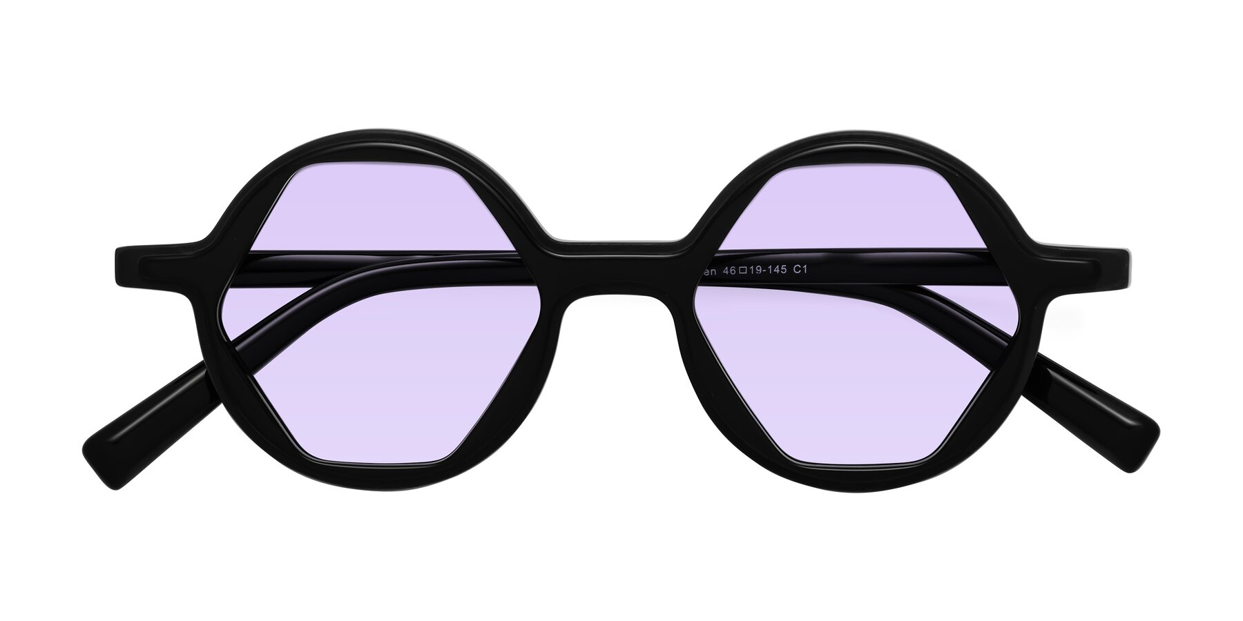 Folded Front of Alien in Black with Light Purple Tinted Lenses