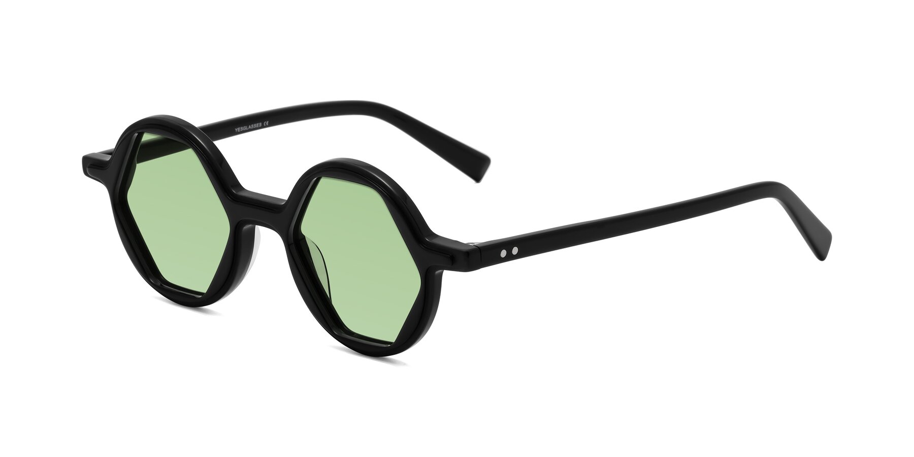 Angle of Alien in Black with Medium Green Tinted Lenses