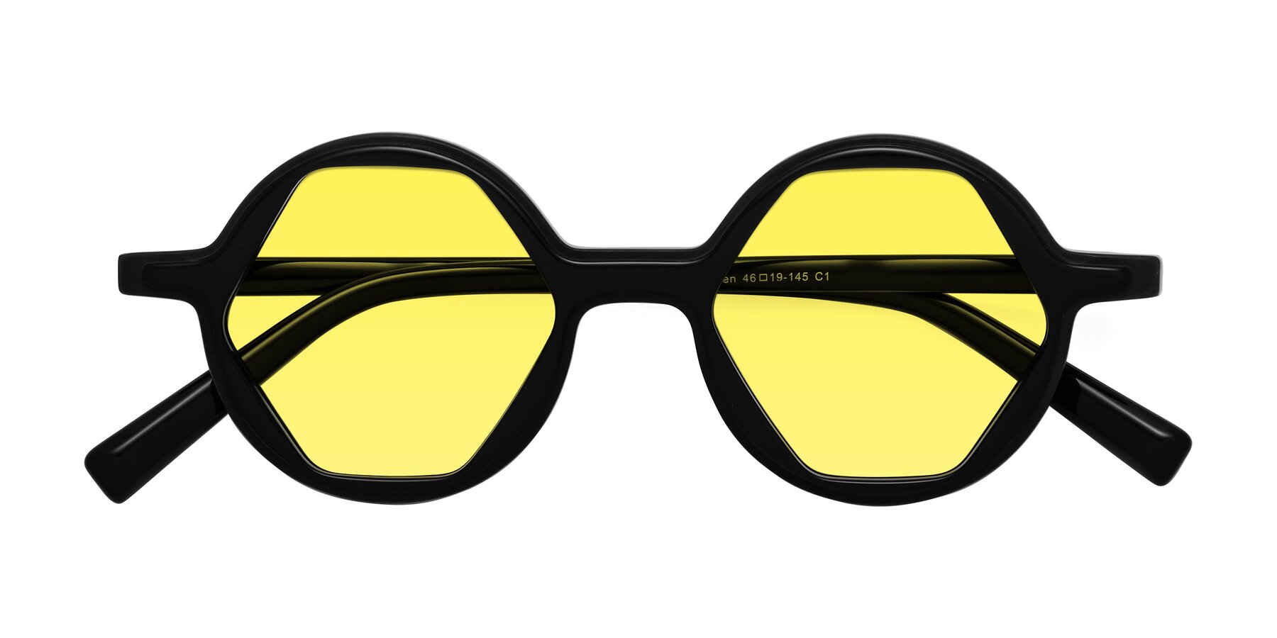 Folded Front of Alien in Black with Medium Yellow Tinted Lenses