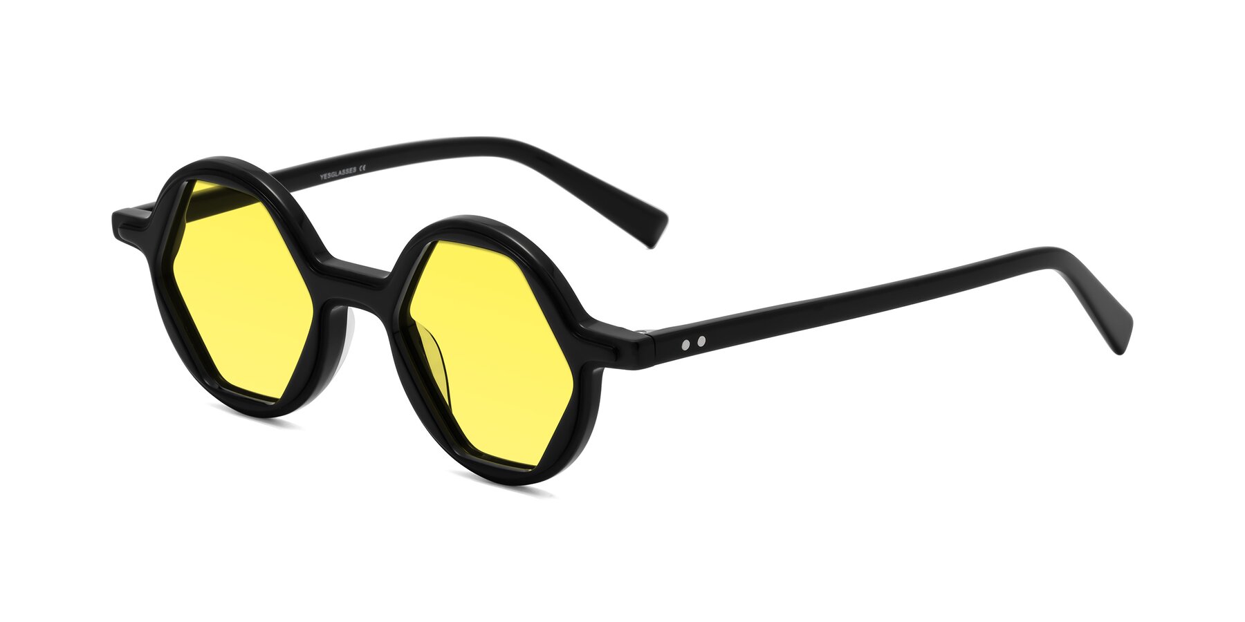 Angle of Alien in Black with Medium Yellow Tinted Lenses