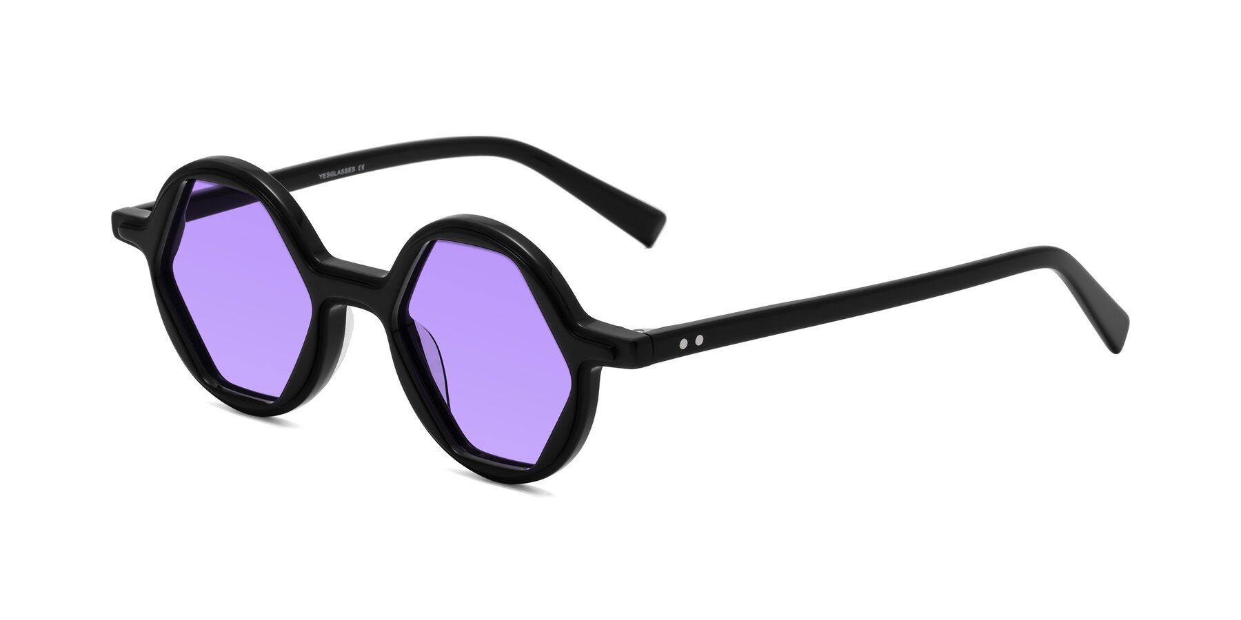 Angle of Alien in Black with Medium Purple Tinted Lenses