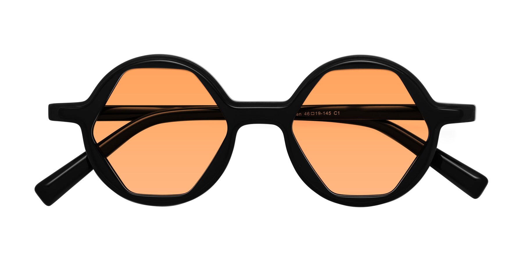 Folded Front of Alien in Black with Medium Orange Tinted Lenses