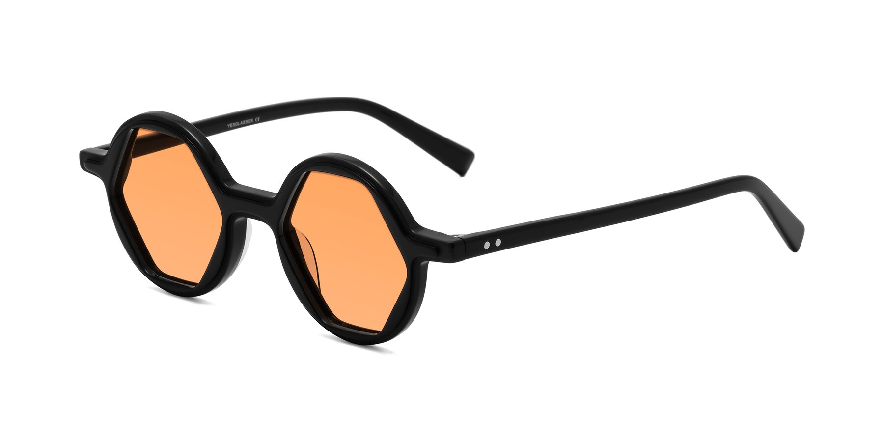 Angle of Alien in Black with Medium Orange Tinted Lenses