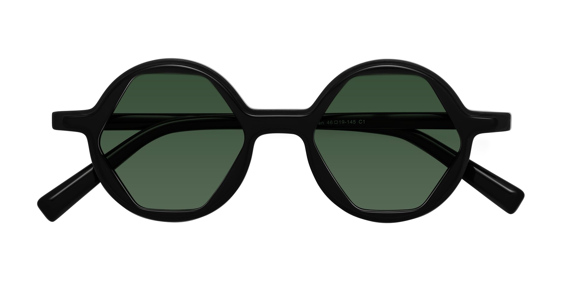 Folded Front of Alien in Black with Green Tinted Lenses