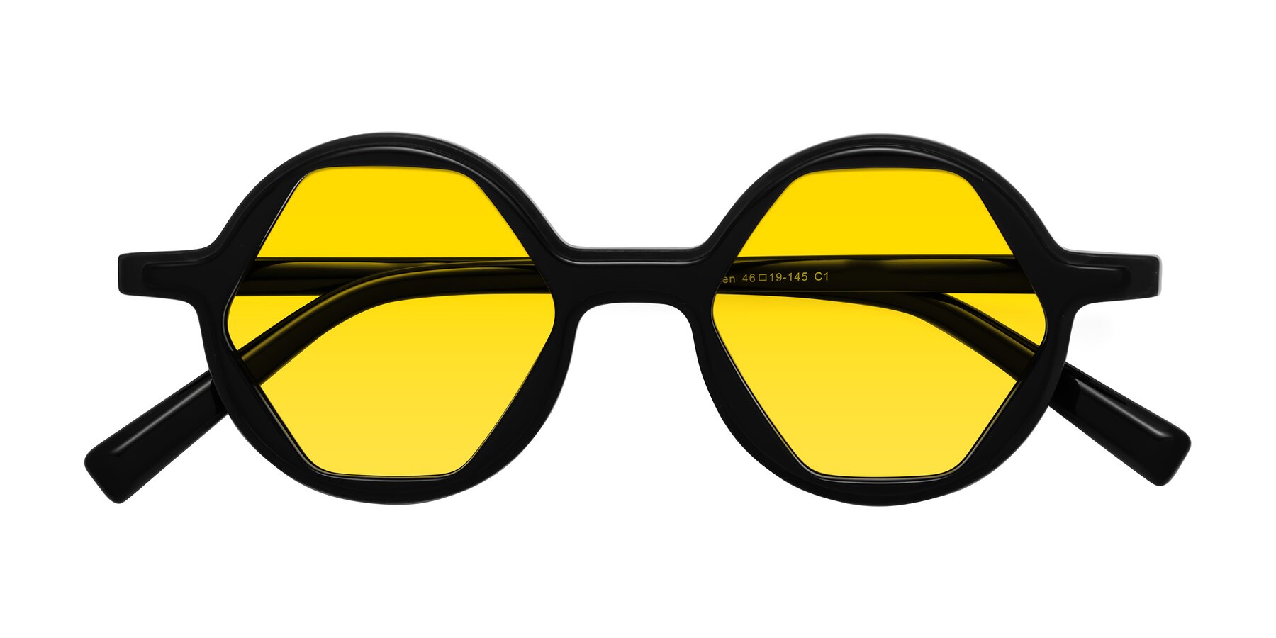 Folded Front of Alien in Black with Yellow Tinted Lenses