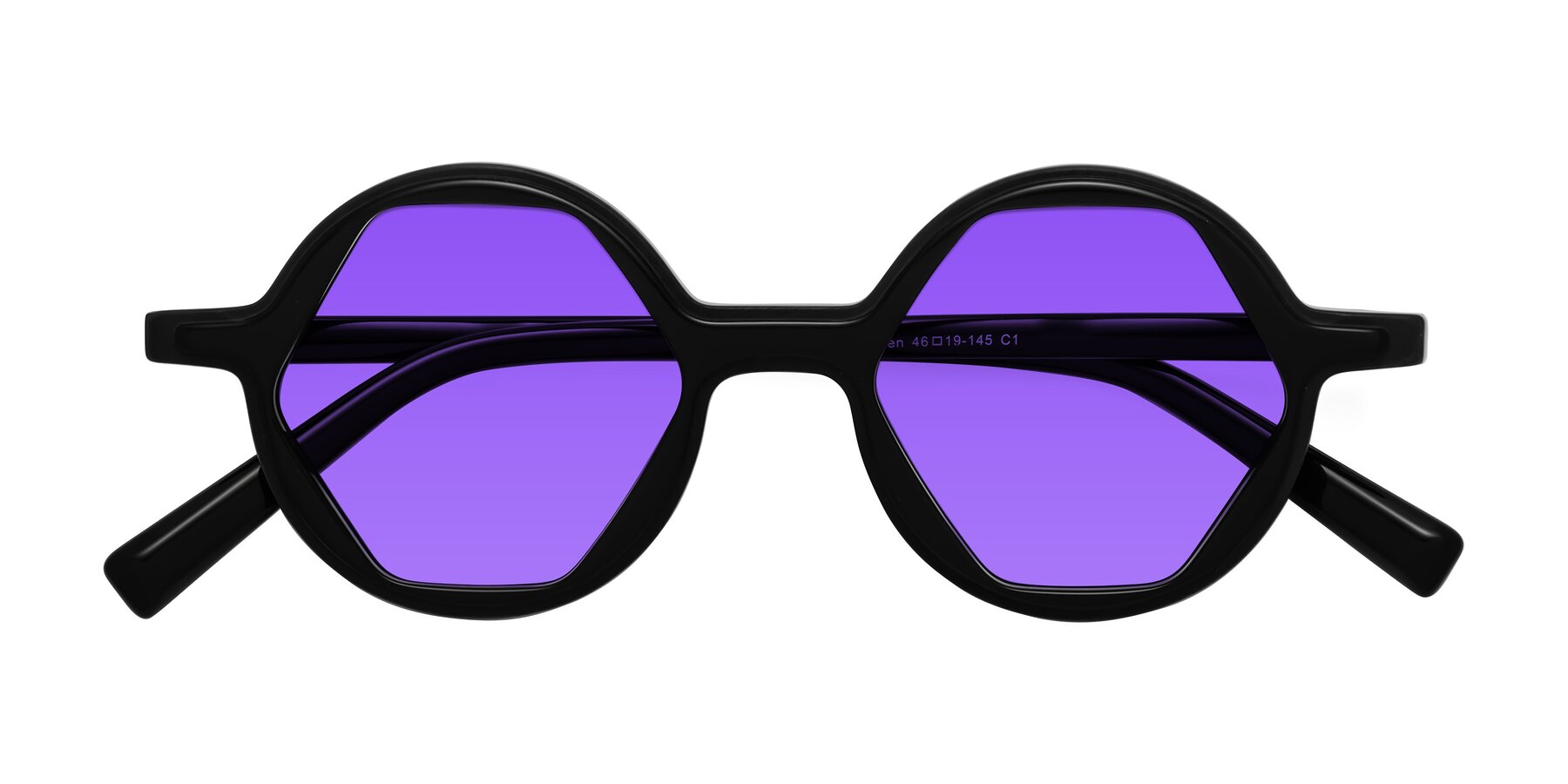 Folded Front of Alien in Black with Purple Tinted Lenses