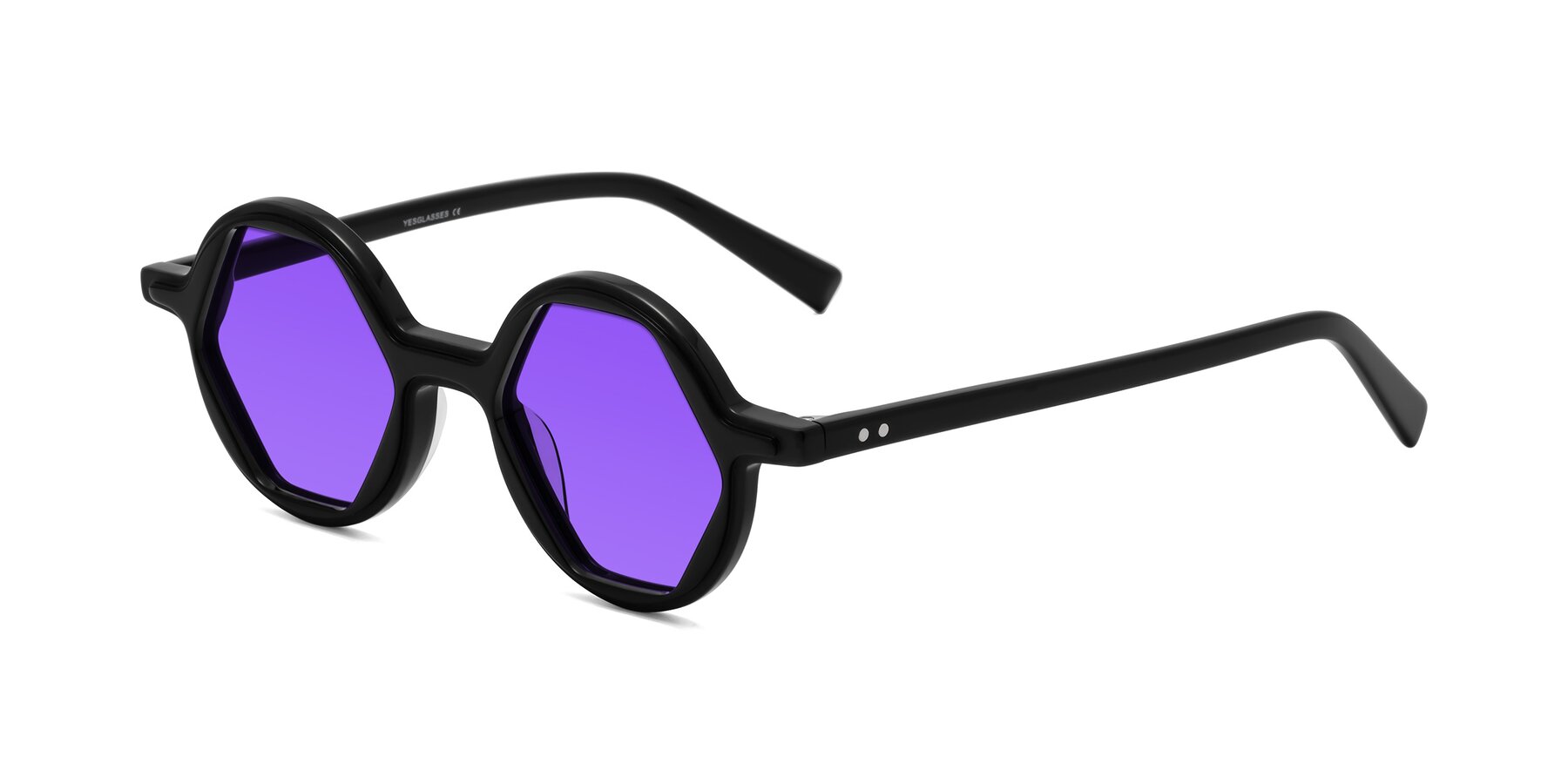 Angle of Alien in Black with Purple Tinted Lenses