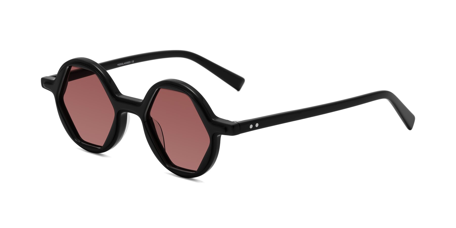 Angle of Alien in Black with Garnet Tinted Lenses