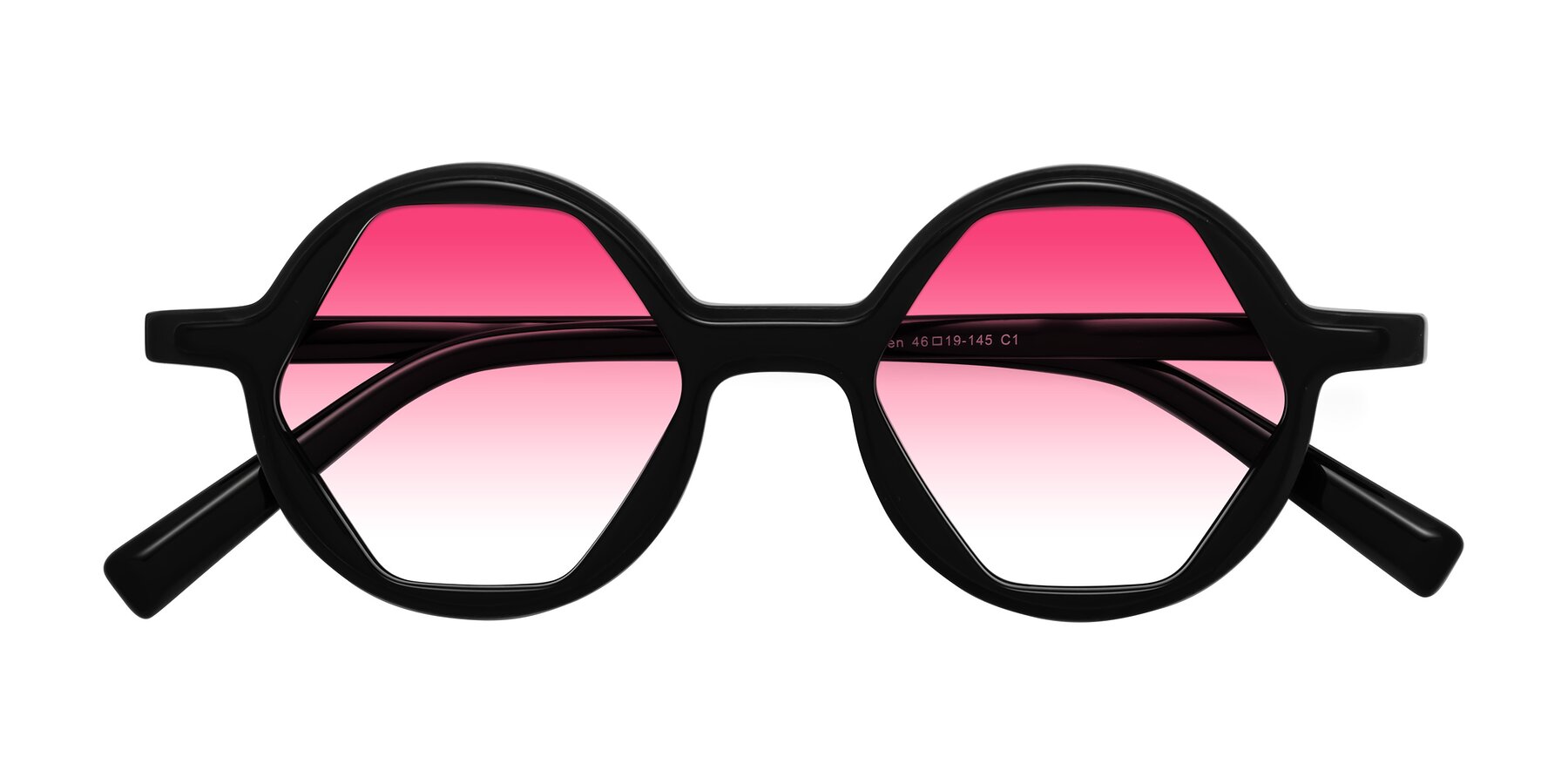 Folded Front of Alien in Black with Pink Gradient Lenses