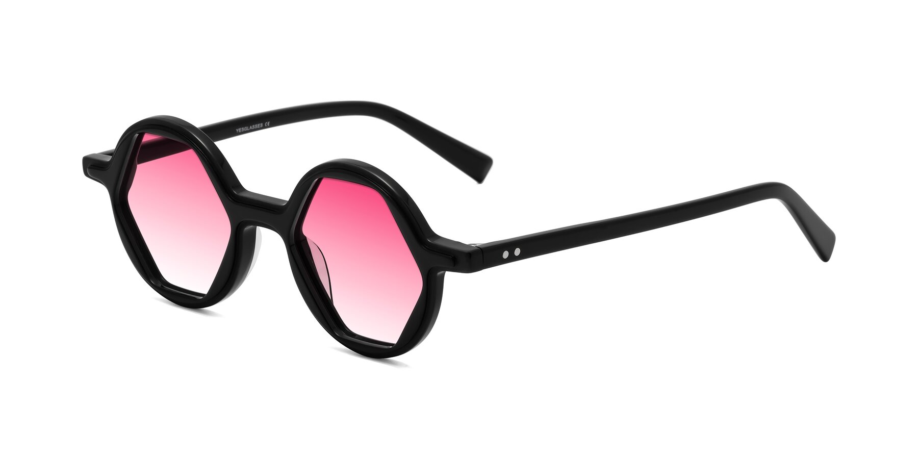 Angle of Alien in Black with Pink Gradient Lenses