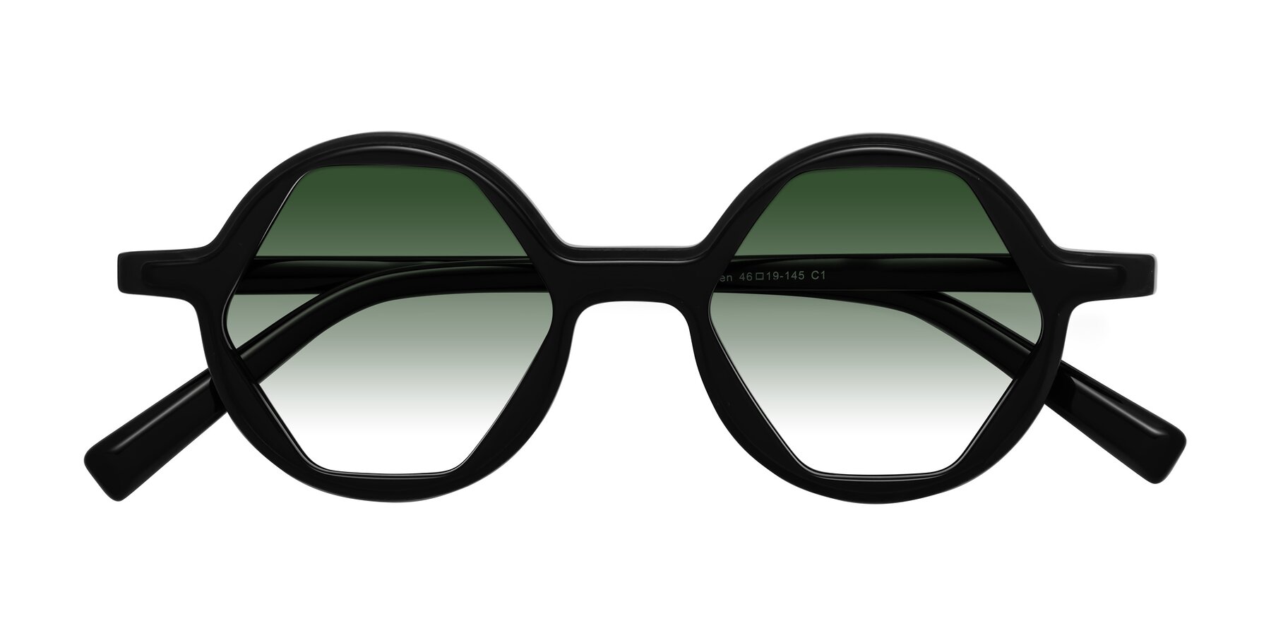 Folded Front of Alien in Black with Green Gradient Lenses