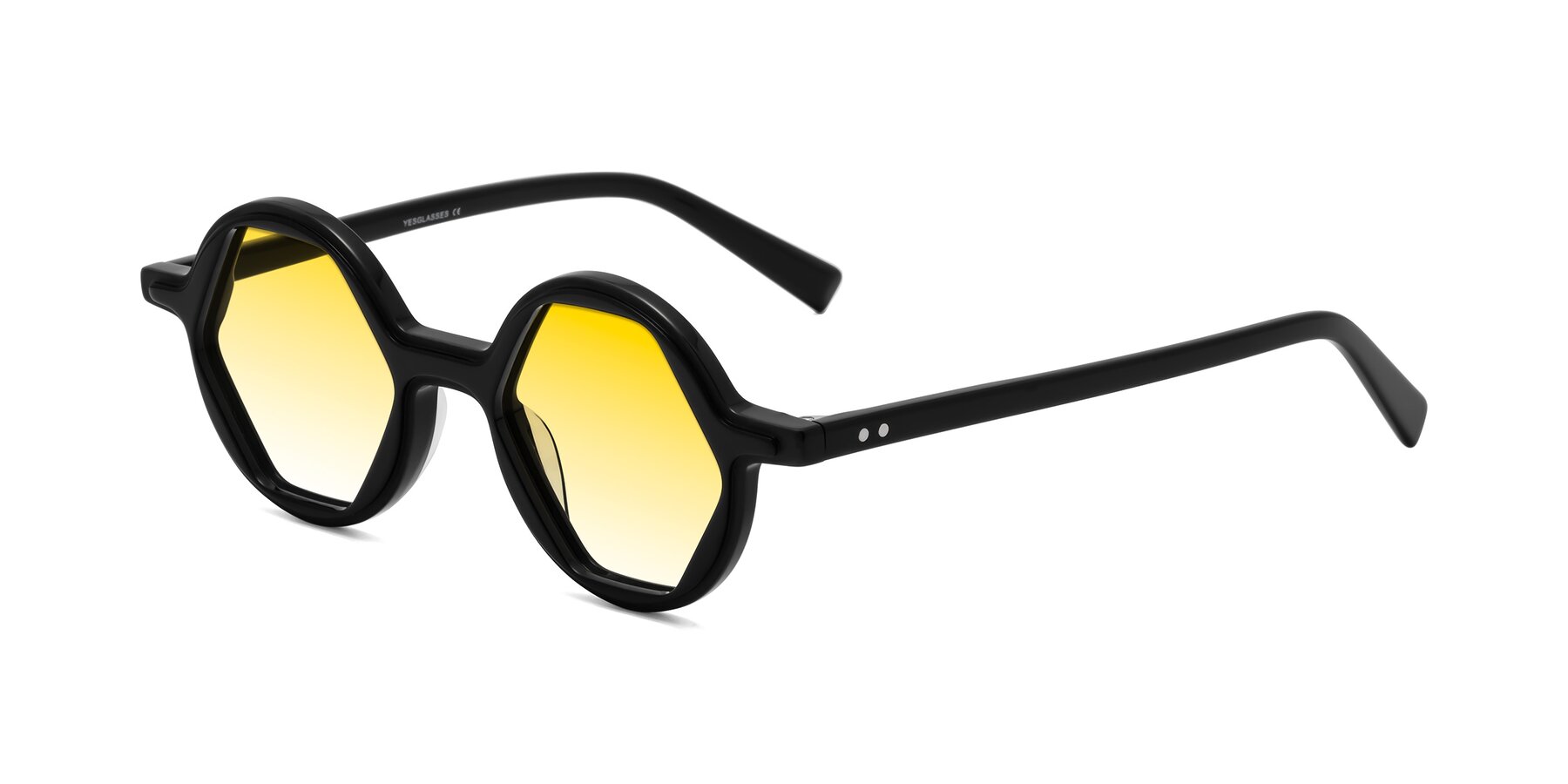 Angle of Alien in Black with Yellow Gradient Lenses