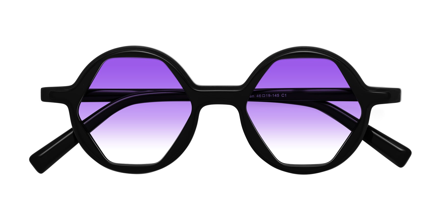 Folded Front of Alien in Black with Purple Gradient Lenses