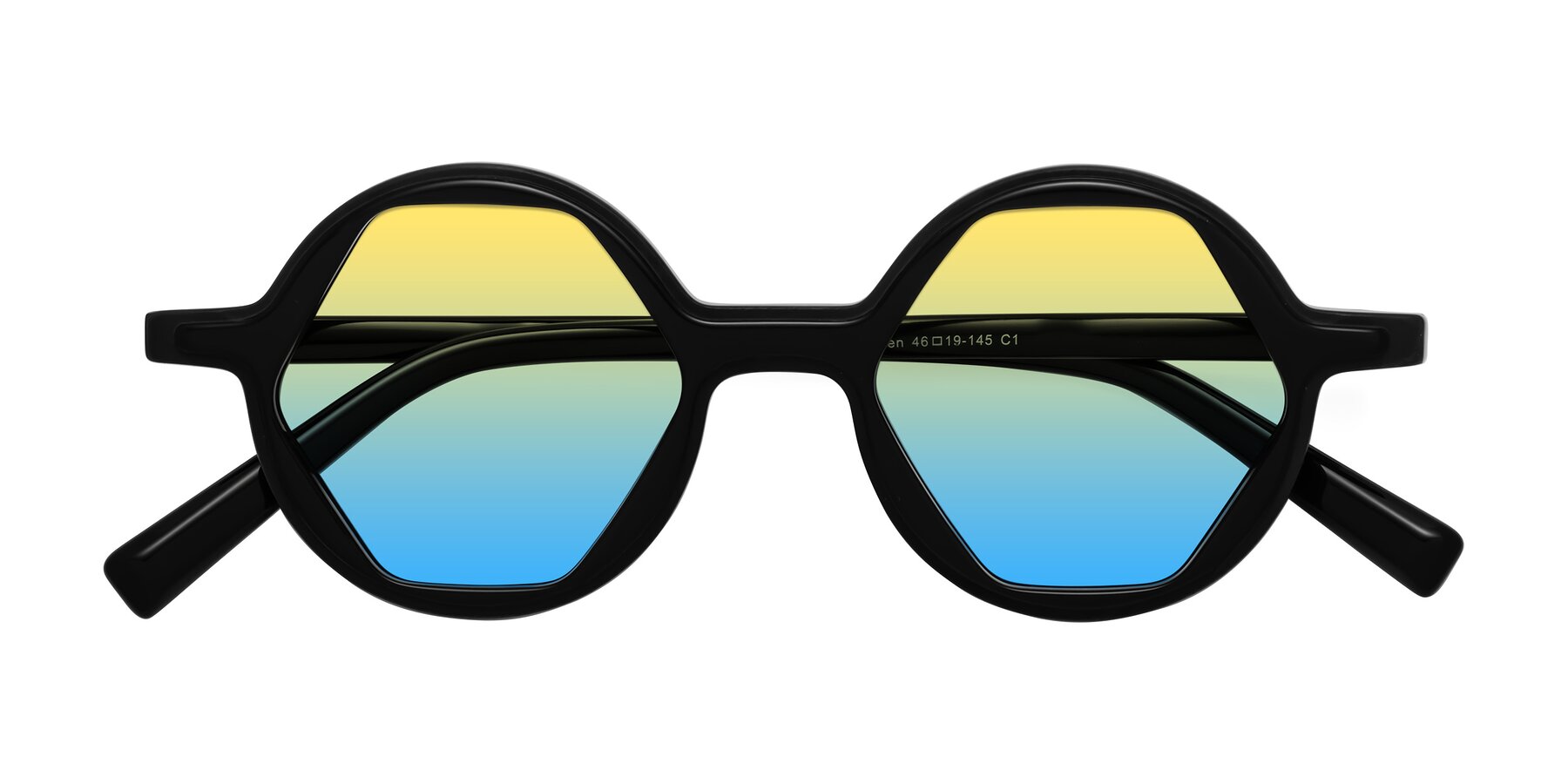 Folded Front of Alien in Black with Yellow / Blue Gradient Lenses