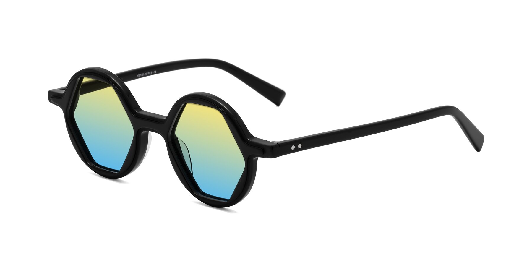 Angle of Alien in Black with Yellow / Blue Gradient Lenses