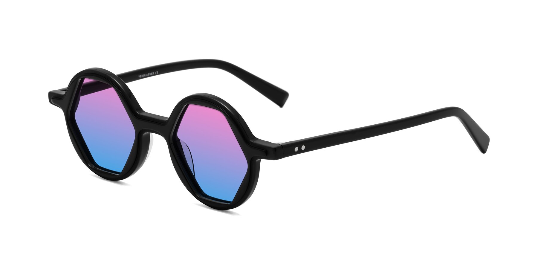 Angle of Alien in Black with Pink / Blue Gradient Lenses