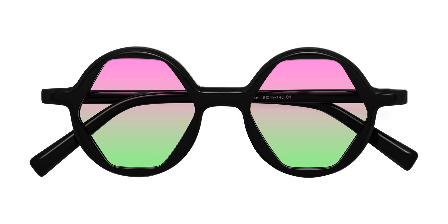 Folded Front of Alien in Black with Pink / Green Gradient Lenses