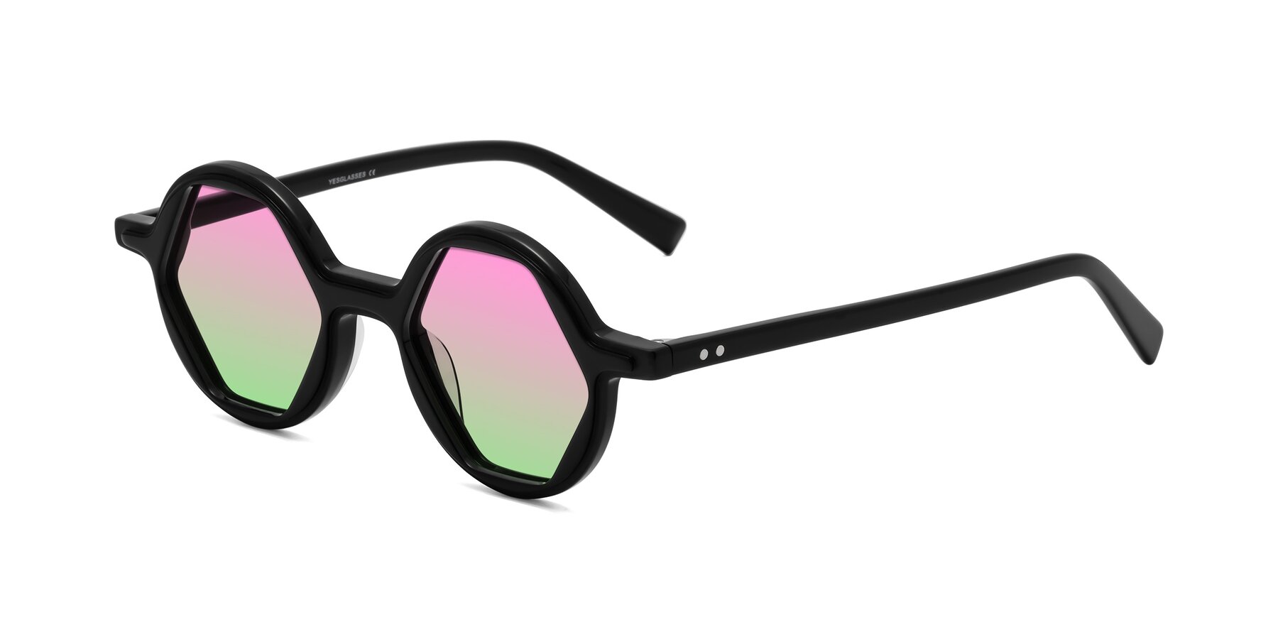 Angle of Alien in Black with Pink / Green Gradient Lenses