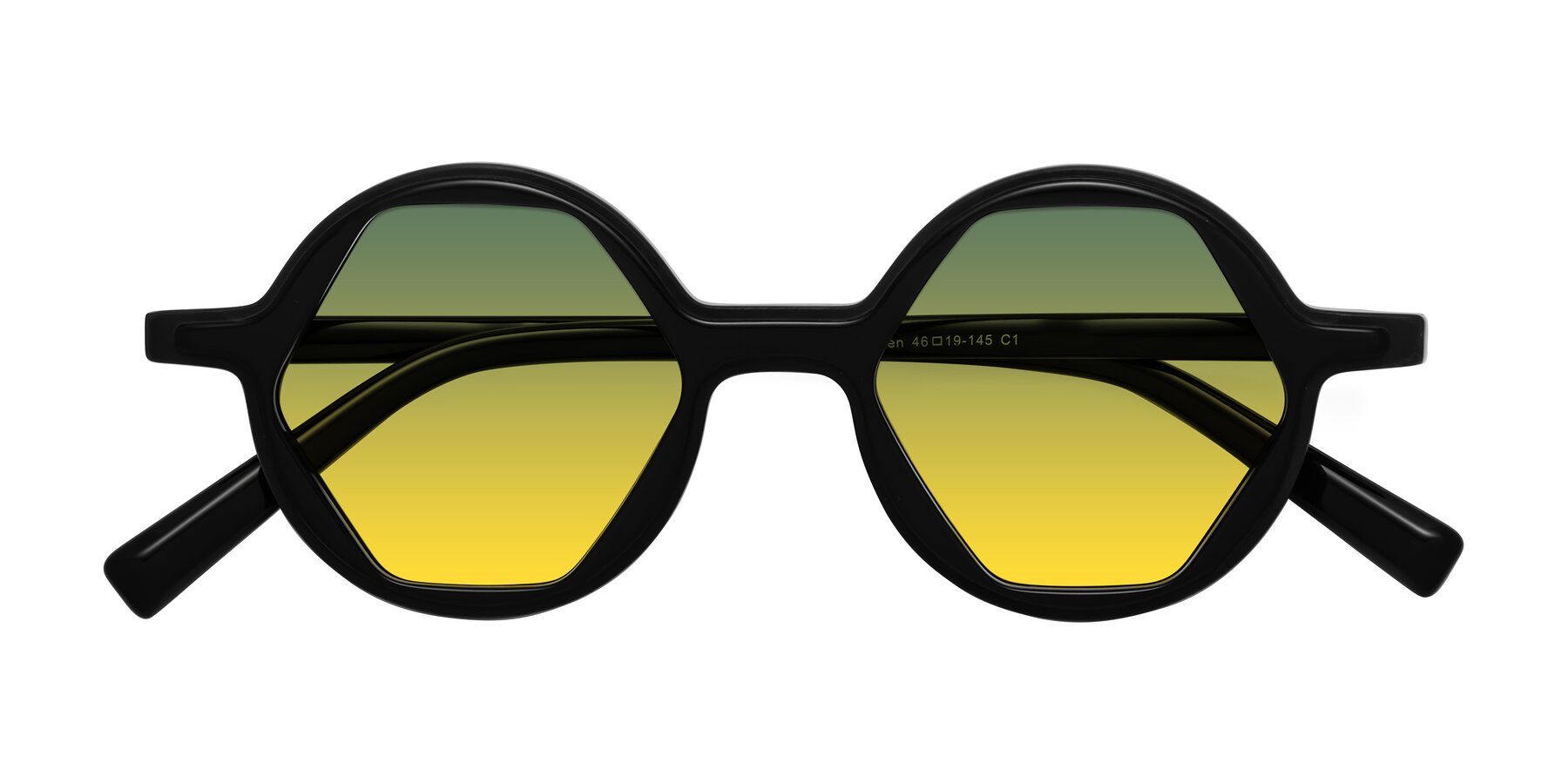 Folded Front of Alien in Black with Green / Yellow Gradient Lenses