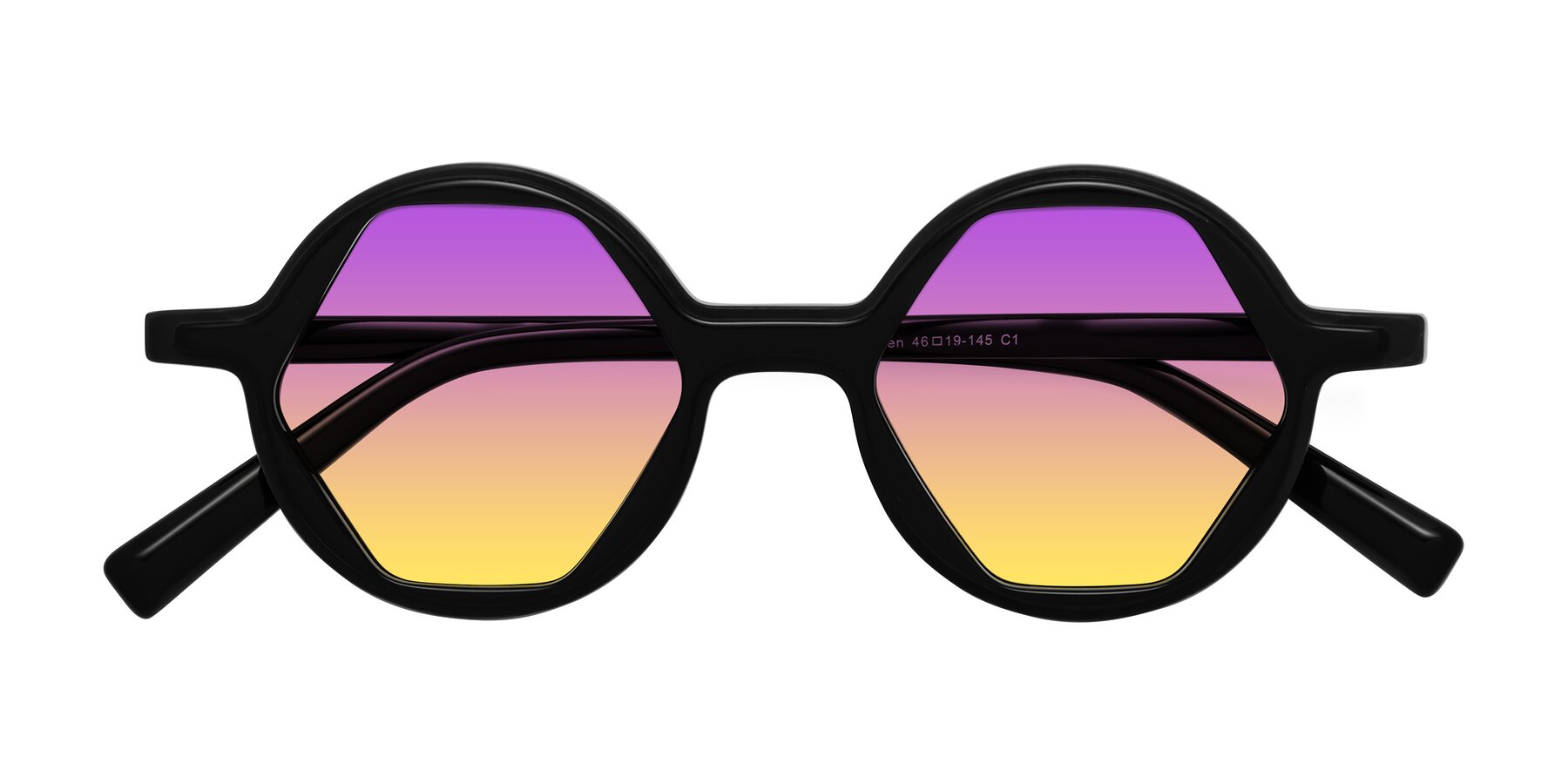 Folded Front of Alien in Black with Purple / Yellow Gradient Lenses