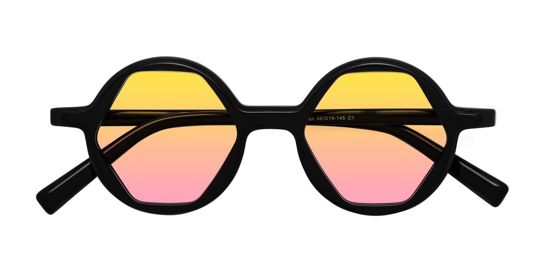 Folded Front of Alien in Black with Yellow / Pink Gradient Lenses