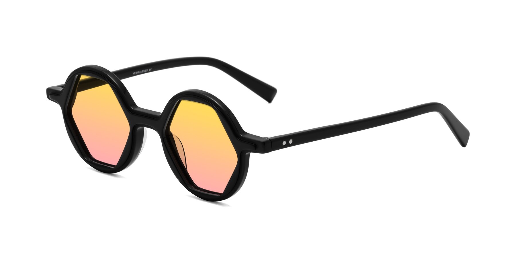 Angle of Alien in Black with Yellow / Pink Gradient Lenses