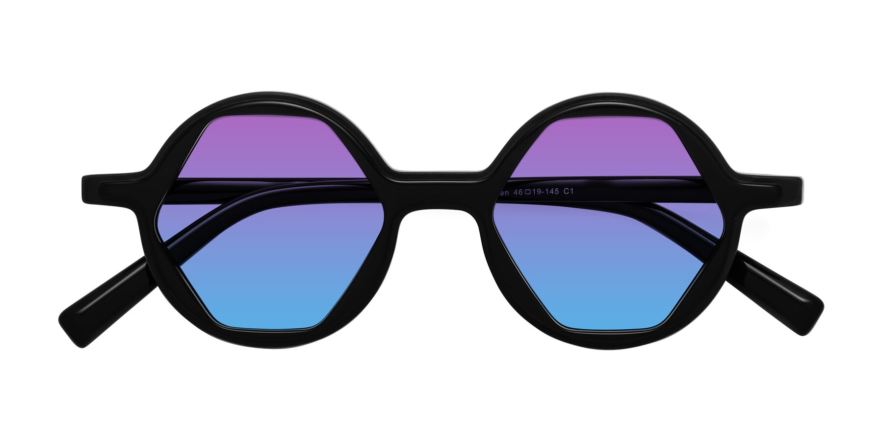 Folded Front of Alien in Black with Purple / Blue Gradient Lenses