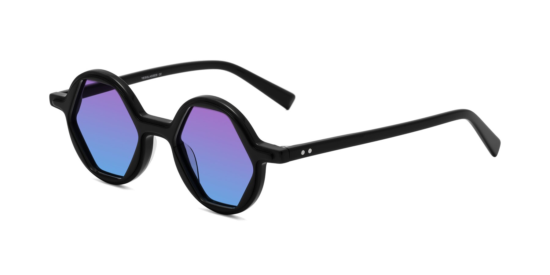 Angle of Alien in Black with Purple / Blue Gradient Lenses