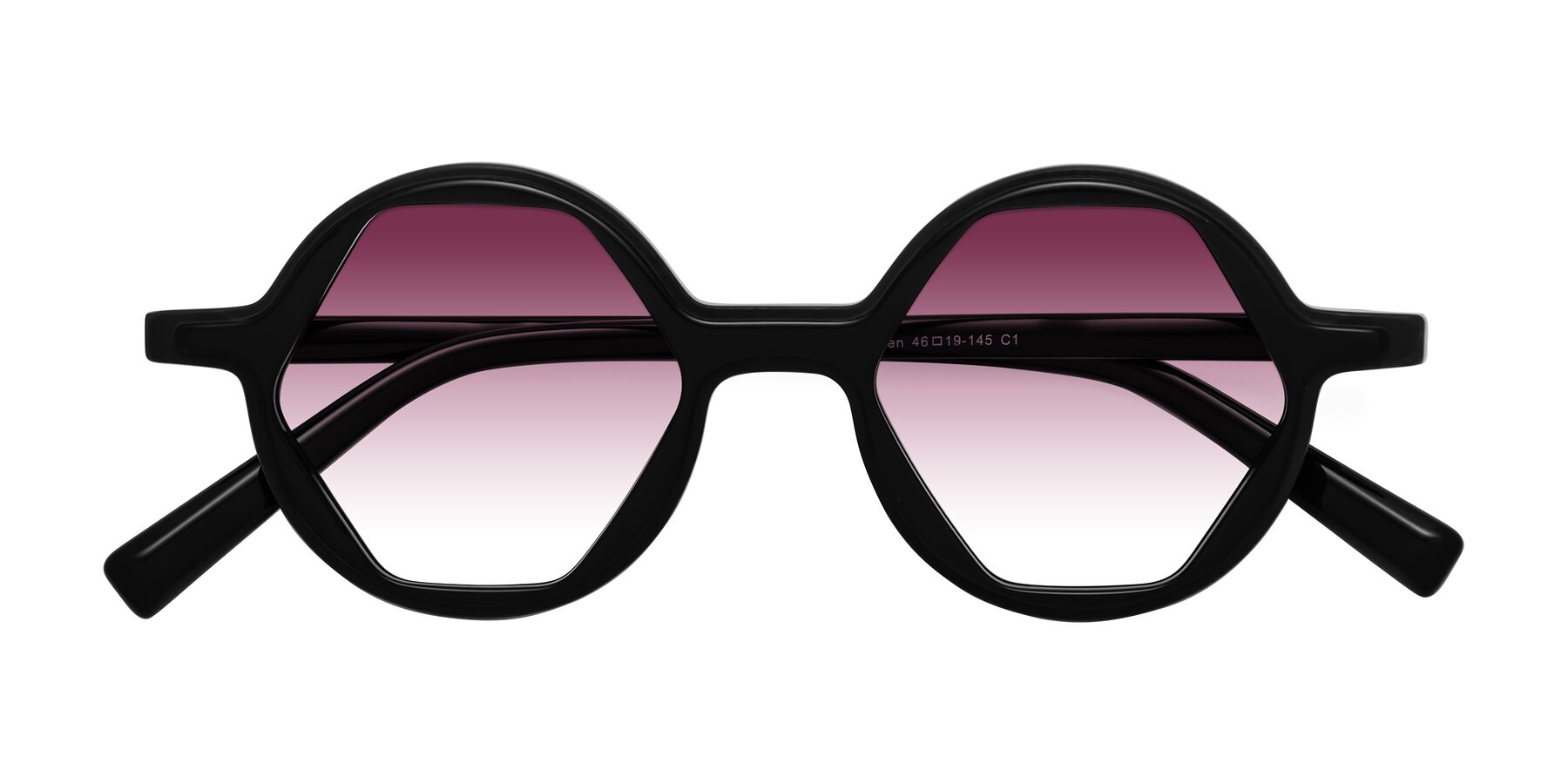 Folded Front of Alien in Black with Wine Gradient Lenses