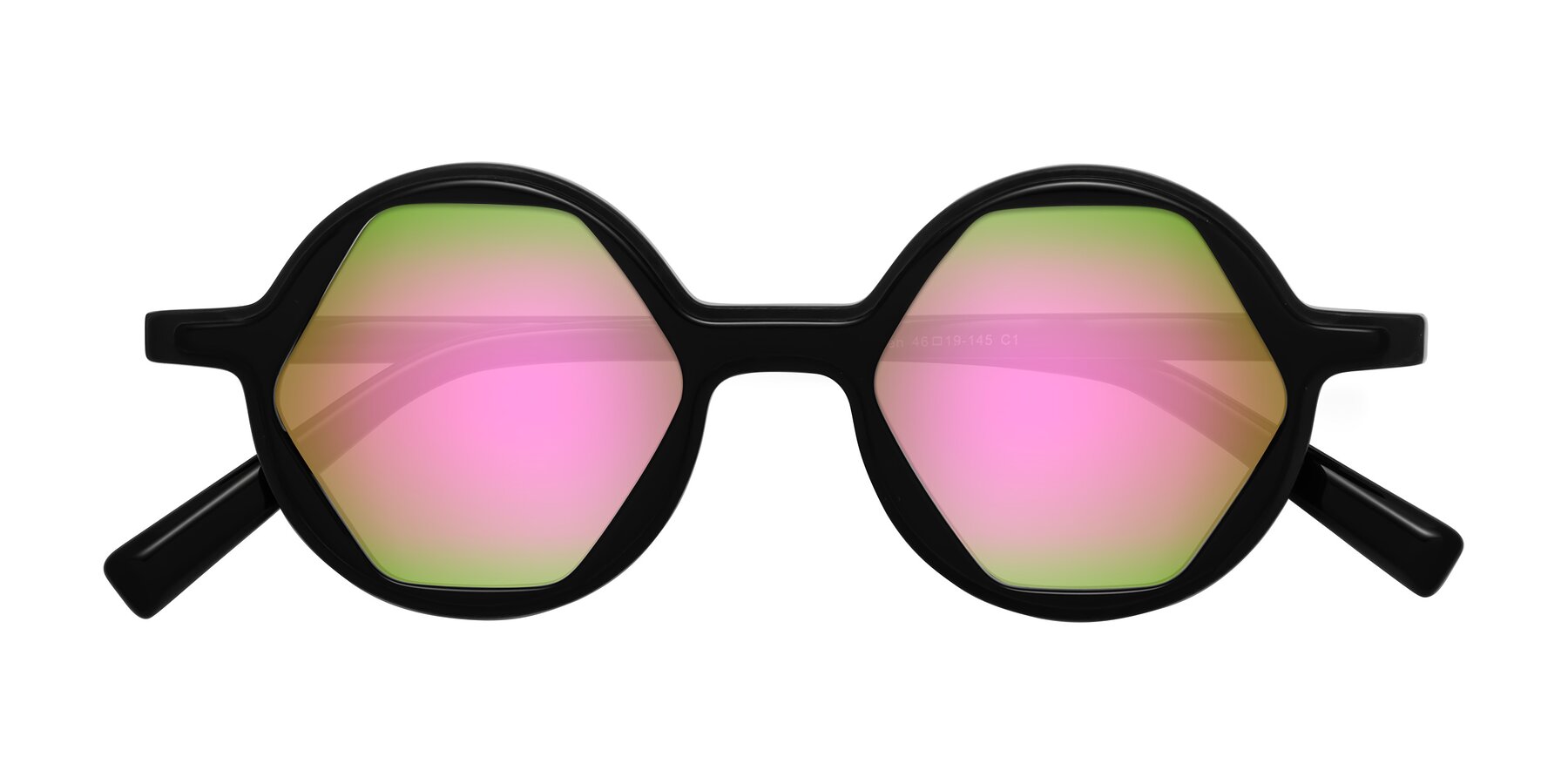 Folded Front of Alien in Black with Pink Mirrored Lenses