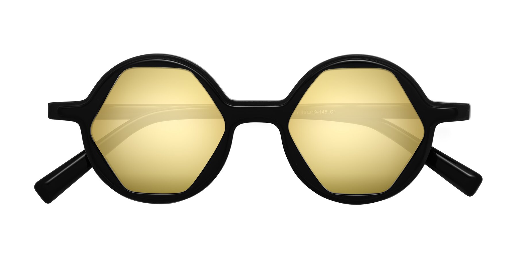 Folded Front of Alien in Black with Gold Mirrored Lenses