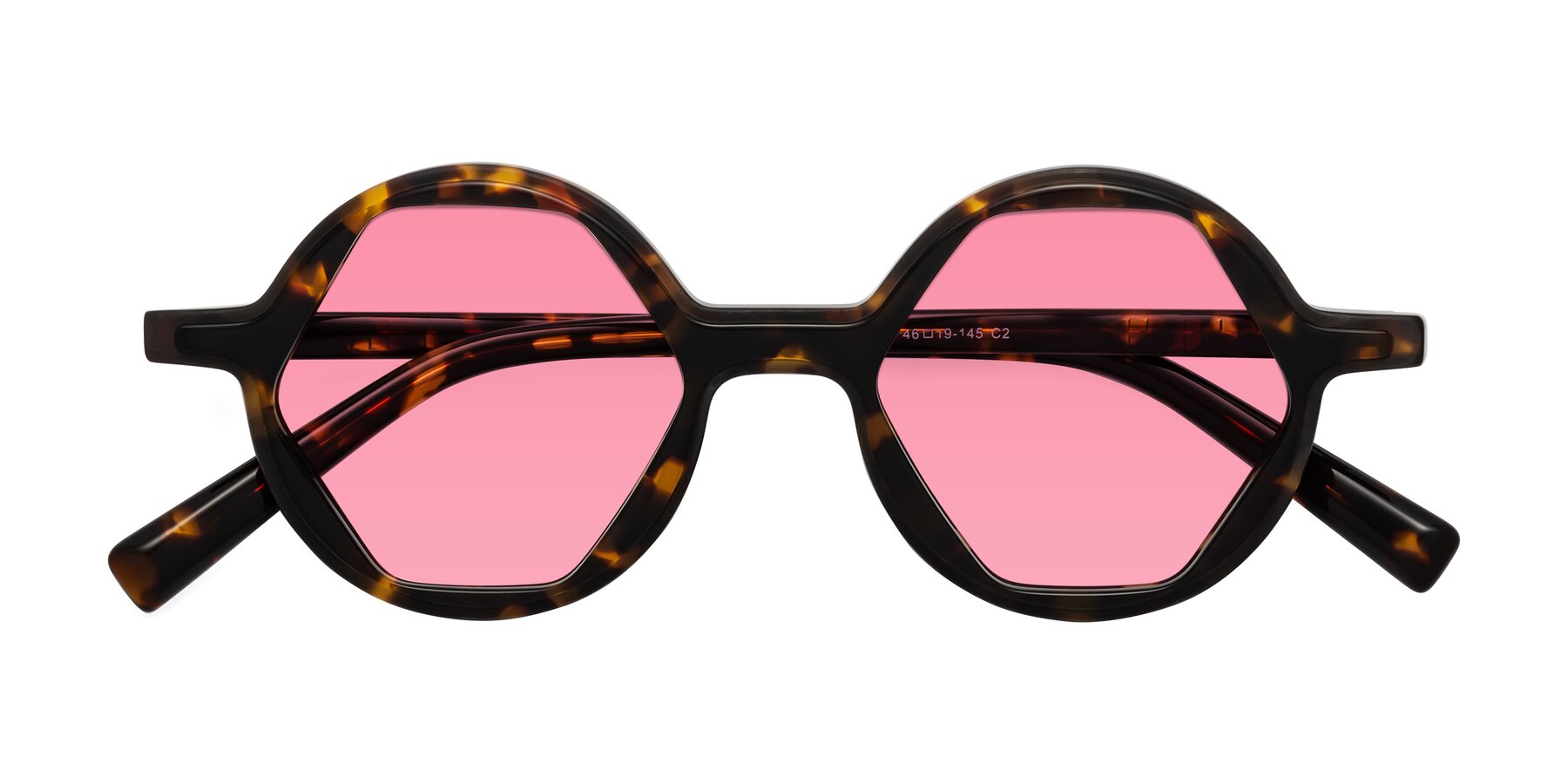 Folded Front of Alien in Tortoise with Pink Tinted Lenses