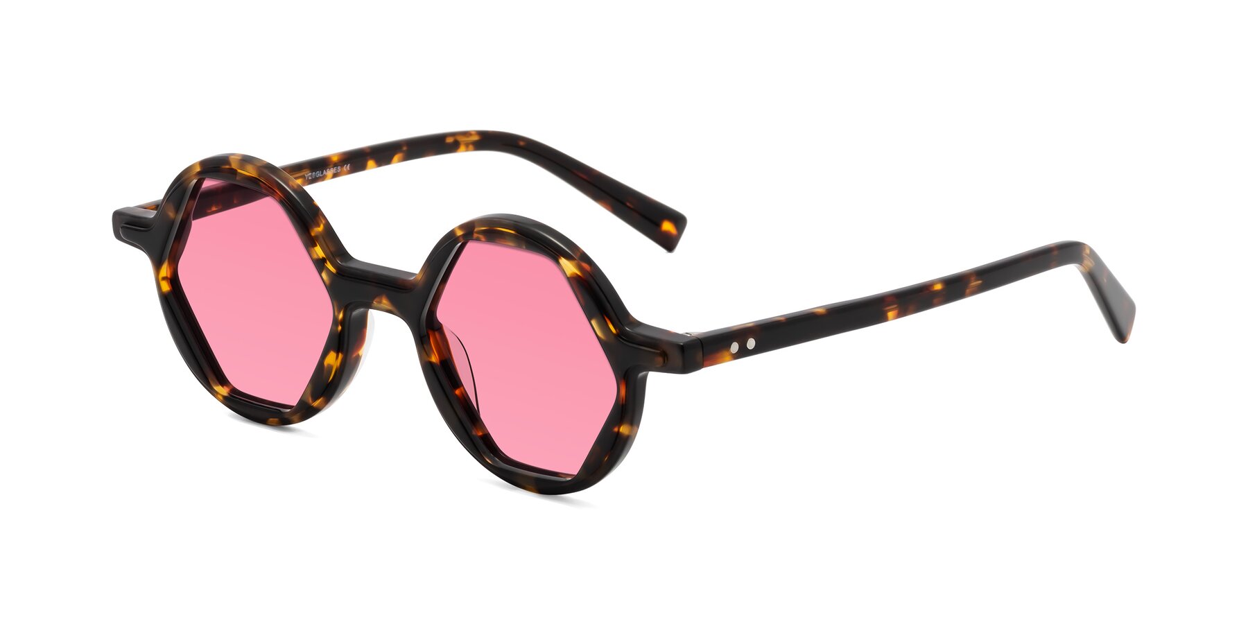 Angle of Alien in Tortoise with Pink Tinted Lenses