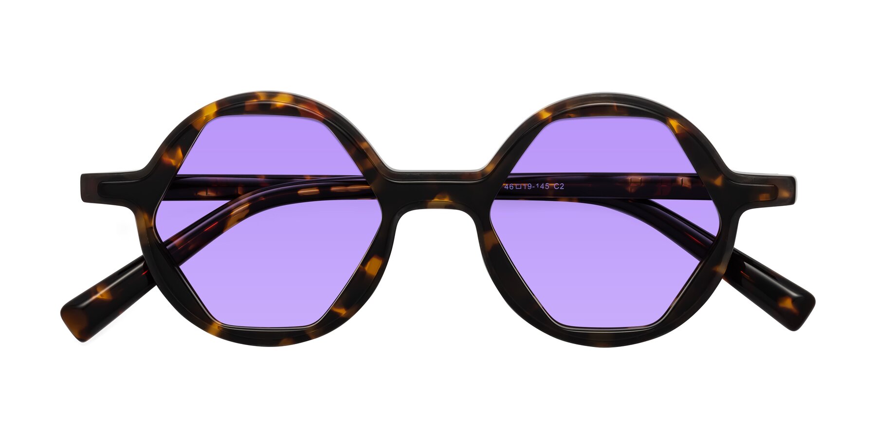 Folded Front of Alien in Tortoise with Medium Purple Tinted Lenses